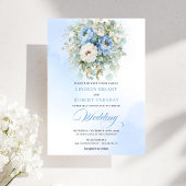 Elegant Dusty Blue Floral Digital Wedding Invite 招待状