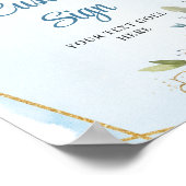 Elegant Dusty Blue Floral DIY Wedding Custom Sign ポスター (角)