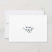 Elegant Dusty Blue Floral Eucalyptus Wedding 出欠カード (裏面)