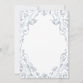 Elegant Dusty Blue Floral Frame Bridal Shower 招待状 (裏面)