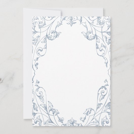 Elegant Dusty Blue Floral Frame Bridal Shower 招待状 (裏面)