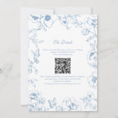 Elegant Dusty Blue Floral Garden QR Code Wedding 招待状 (裏面)