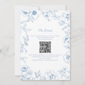 Elegant Dusty Blue Floral Garden QR Code Wedding 招待状 (裏面)