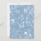 Elegant Dusty Blue Floral Garden Save The Date 招待状 (裏面)
