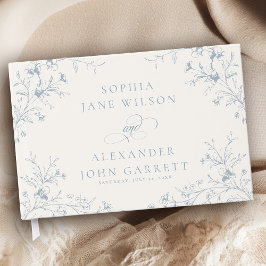 Elegant Dusty Blue Floral Garden Wedding ゲストブック