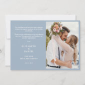 Elegant Dusty Blue Floral Greenery Photo サンキューカード (裏面)