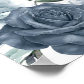 Elegant Dusty Blue Floral Horizontal Wedding ポスター (角)