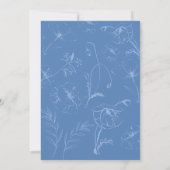Elegant Dusty Blue Floral Line Art Wedding 招待状 (裏面)