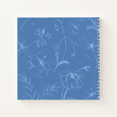 Elegant Dusty Blue Floral Line Art Wedding Planner ノートブック (裏面)