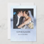 Elegant Dusty Blue Floral Monogram Crest Wedding サンキューカード (裏面)