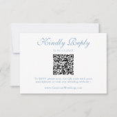 Elegant Dusty Blue Floral QR Code Wedding RSVP (正面)