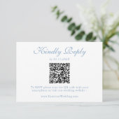 Elegant Dusty Blue Floral QR Code Wedding RSVP  (スタンド正面)