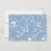 Elegant Dusty Blue Floral QR Code Wedding RSVP (裏面)
