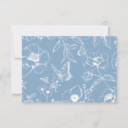 Elegant Dusty Blue Floral QR Code Wedding RSVP  (裏面)