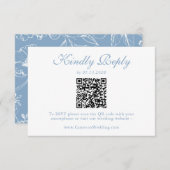 Elegant Dusty Blue Floral QR Code Wedding RSVP  (正面/裏面)