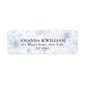 Elegant dusty Blue Floral Return Address Label ラベル (正面)