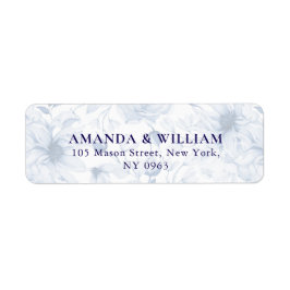 Elegant dusty Blue Floral Return Address Label ラベル