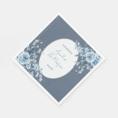 Elegant Dusty Blue Floral Script Wedding  スタンダードランチョンナプキン (角)
