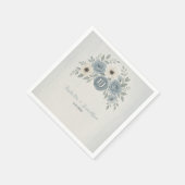 Elegant Dusty Blue Floral Wax Seal Wedding スタンダードカクテルナプキン (角)