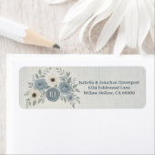 Elegant Dusty Blue Floral Wax Seal Wedding ラベル (インサイチュ)