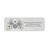 Elegant Dusty Blue Floral Wax Seal Wedding ラベル (正面)