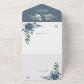 Elegant Dusty Blue Floral Wedding  オールインワン招待状 (外側)