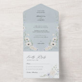 Elegant Dusty Blue Floral Wedding オールインワン招待状 (内側)