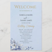 Elegant Dusty Blue Floral Wedding Ceremony Program (正面)