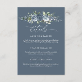 Elegant Dusty Blue Floral Wedding Enclosure Card エンクロージャーカード