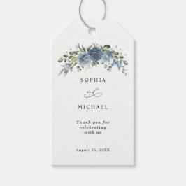 Elegant Dusty Blue Floral Wedding Gift Tag ギフトタグ