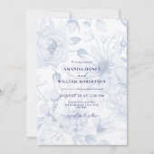 Elegant Dusty Blue Floral Wedding Invitation 招待状 (正面)