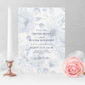 Elegant Dusty Blue Floral Wedding Invitation 招待状
