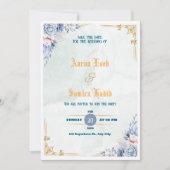 Elegant Dusty Blue Floral Wedding Invitation  招待状 (正面)