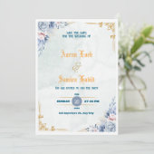 Elegant Dusty Blue Floral Wedding Invitation  招待状 (スタンド正面)