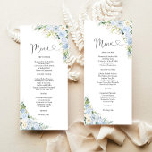 Elegant Dusty Blue Floral Wedding Menu メニュー