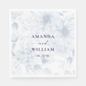 Elegant Dusty Blue Floral Wedding Napkin スタンダードランチョンナプキン (正面)