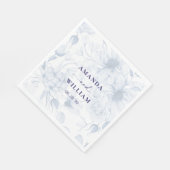 Elegant Dusty Blue Floral Wedding Napkin スタンダードランチョンナプキン (角)
