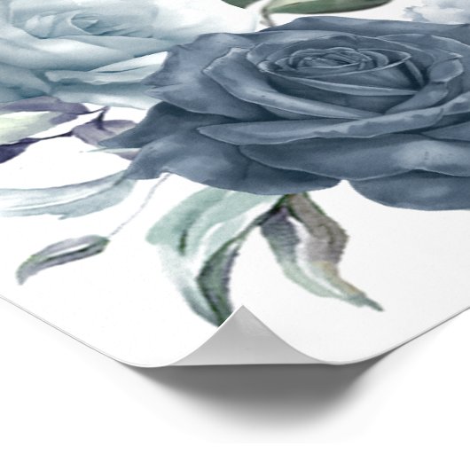 Elegant Dusty blue Floral Wedding Poster ポスター (角)