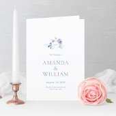 Elegant Dusty Blue Floral Wedding Program サンキューカード