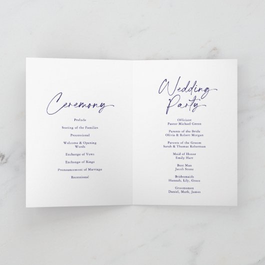 Elegant Dusty Blue Floral Wedding Program サンキューカード (内部)