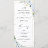 Elegant Dusty Blue Floral Wedding Program プログラム (正面)