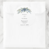 Elegant Dusty Blue Floral Wedding Sticker ラウンドシール (バッグ)