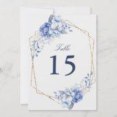 Elegant Dusty Blue Floral wedding Table Number  (正面)