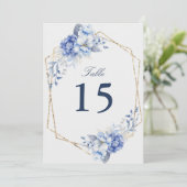 Elegant Dusty Blue Floral wedding Table Number (スタンド正面)