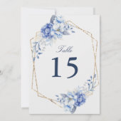 Elegant Dusty Blue Floral wedding Table Number (裏面)