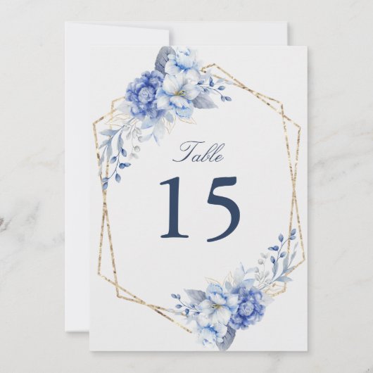 Elegant Dusty Blue Floral wedding Table Number  (裏面)