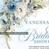 Elegant dusty blue florals eucalyptus gold party 