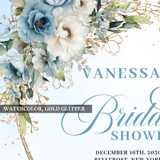 Elegant dusty blue florals eucalyptus gold party