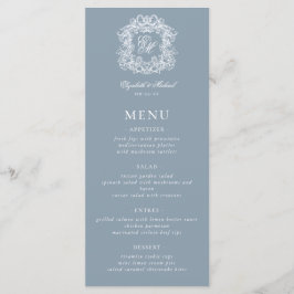 Elegant Dusty Blue Formal Monogram Crest Wedding メニュー