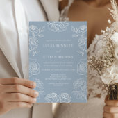 Elegant Dusty Blue French Roses Wedding 招待状